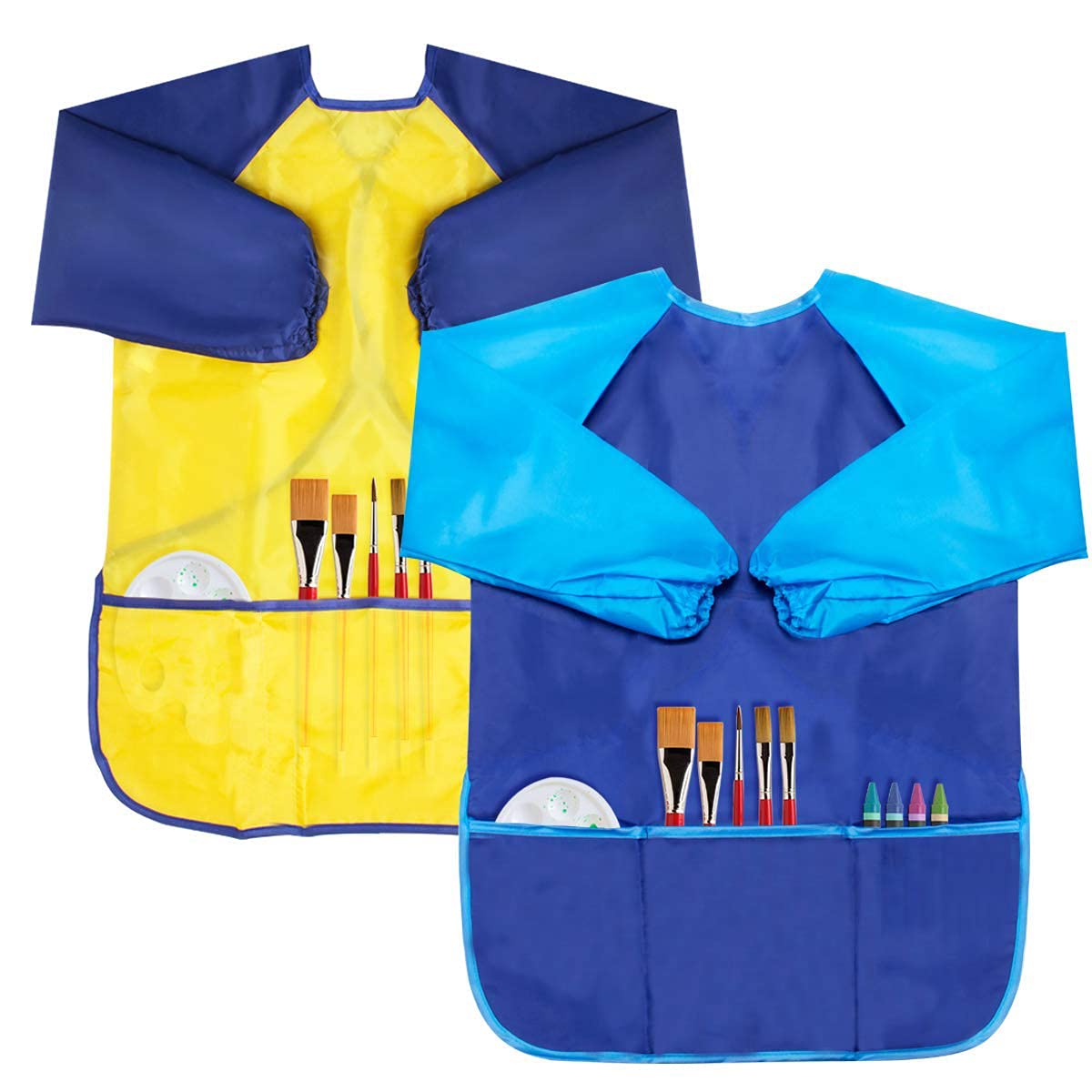 BAHABY Kids Art Smocks with long sleeves protect clothing during painting.