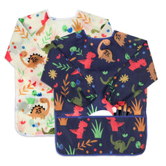 BAHABY Kids Art Smocks with dinosaur design protect clothing during painting sessions.