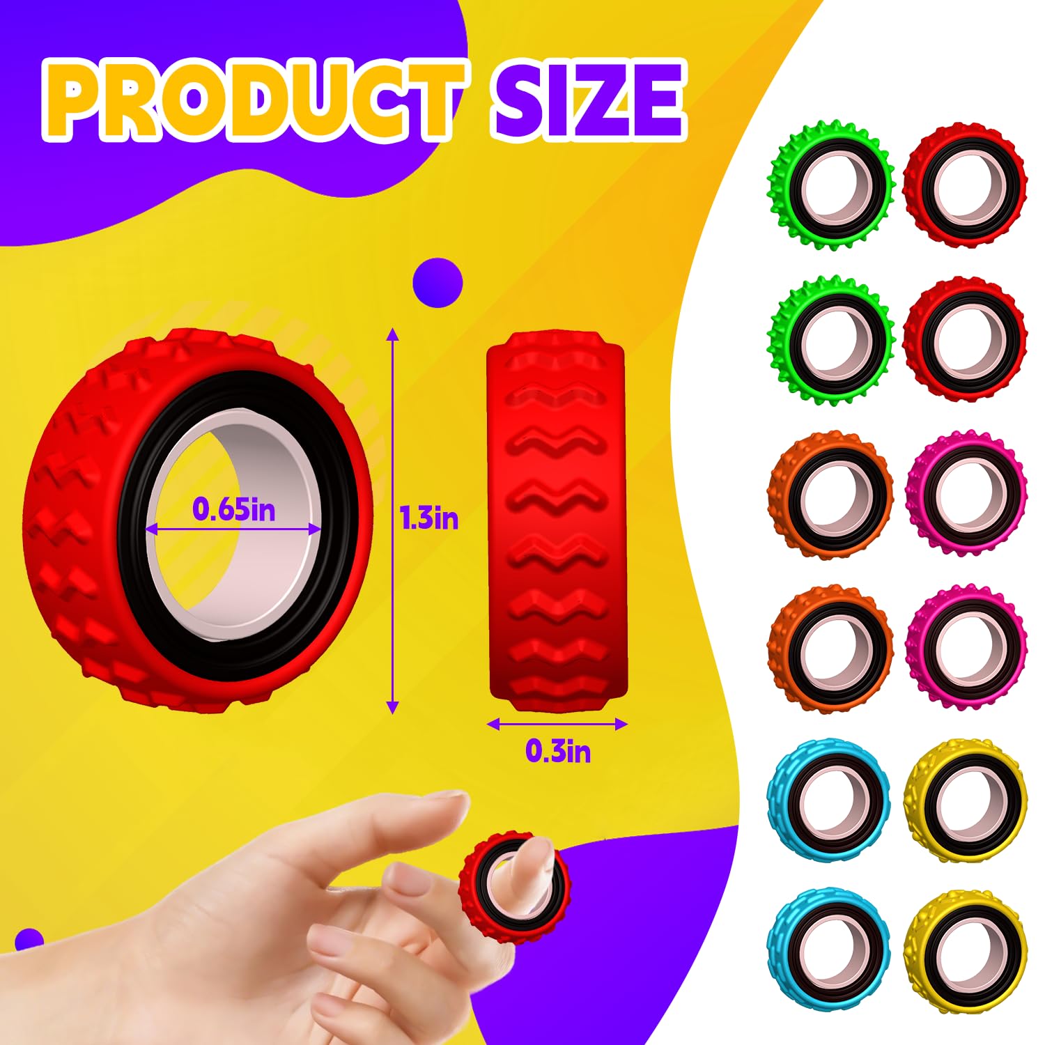 baigald texture-stress rings — silicone outer with inner rolling action