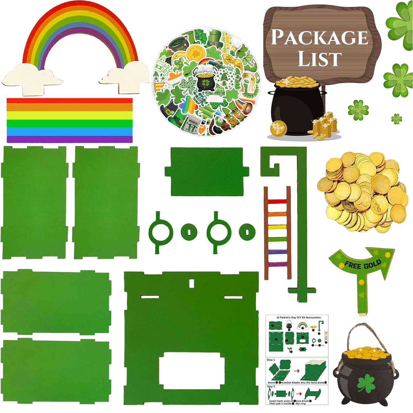 Bailiyake Leprechaun Trap Kit gold coins close up showing treasure elements