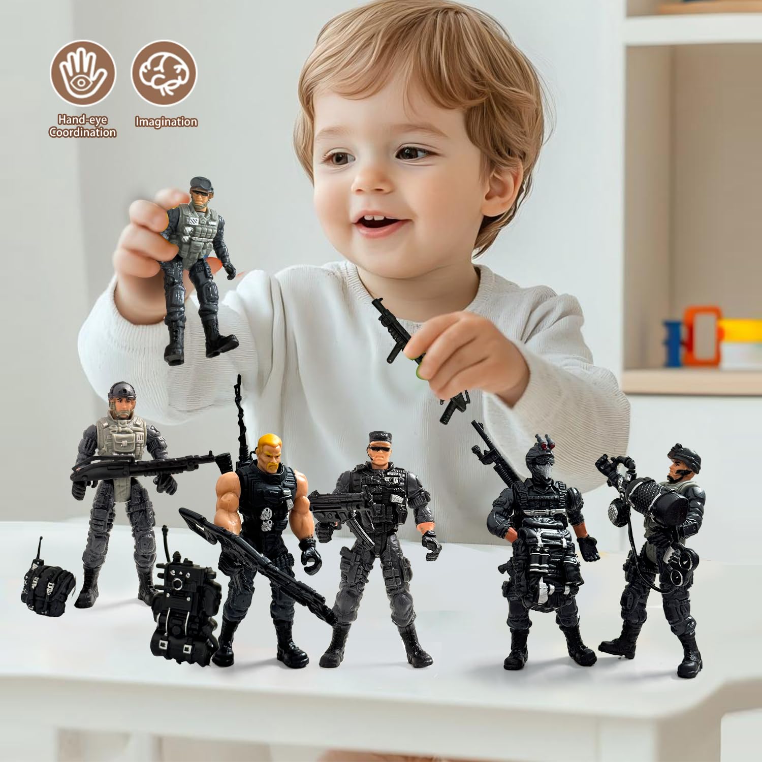 Baimiby detachable army men figures with movable limbs for creative storytelling.