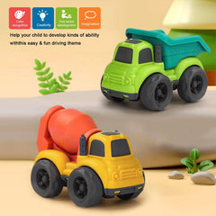 Baimiby push-action toy trucks for little hands and easy mobility