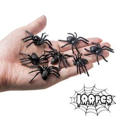 BAINFE plastic spiders 100-piece set for realistic Halloween decor