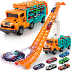 BainGesk Carrier Truck Toy front view with storage for mini cars.