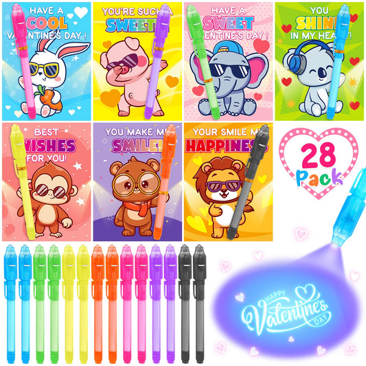 BainGesk invisible ink pens 28-pack reveal secret messages with black light
