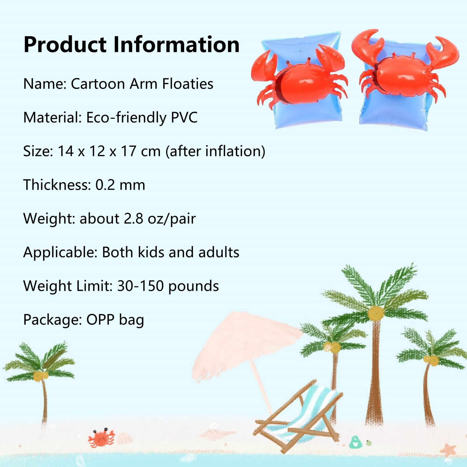 A wearer uses Baitemjia blue crab floaties in a pool for buoyancy.