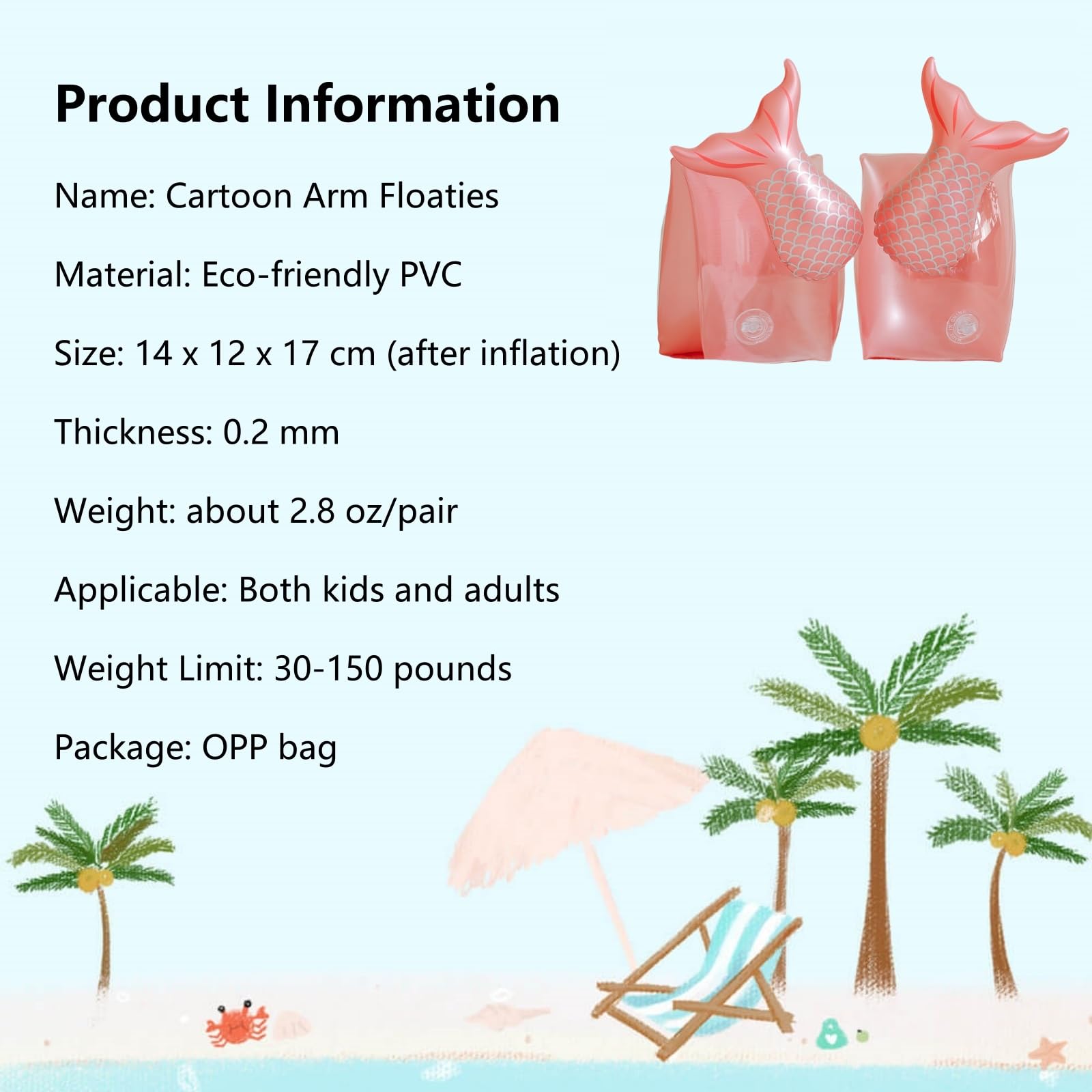 BAITEMJIA Bright color arm floaties improve water visibility