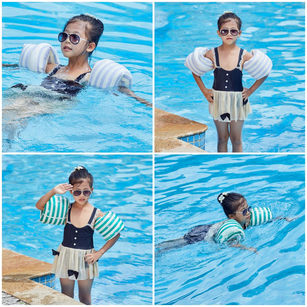 BAITEMJIA arm floaties in pool demonstrate buoyancy and visibility