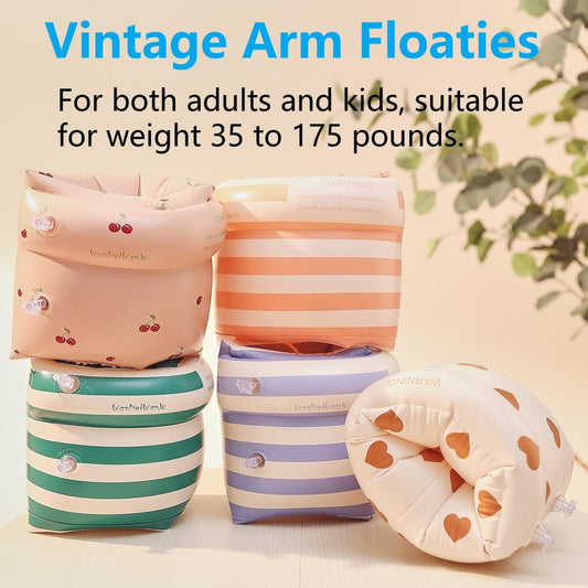BAITEMJIA arm floaties in orange stripe improve visibility during pool play