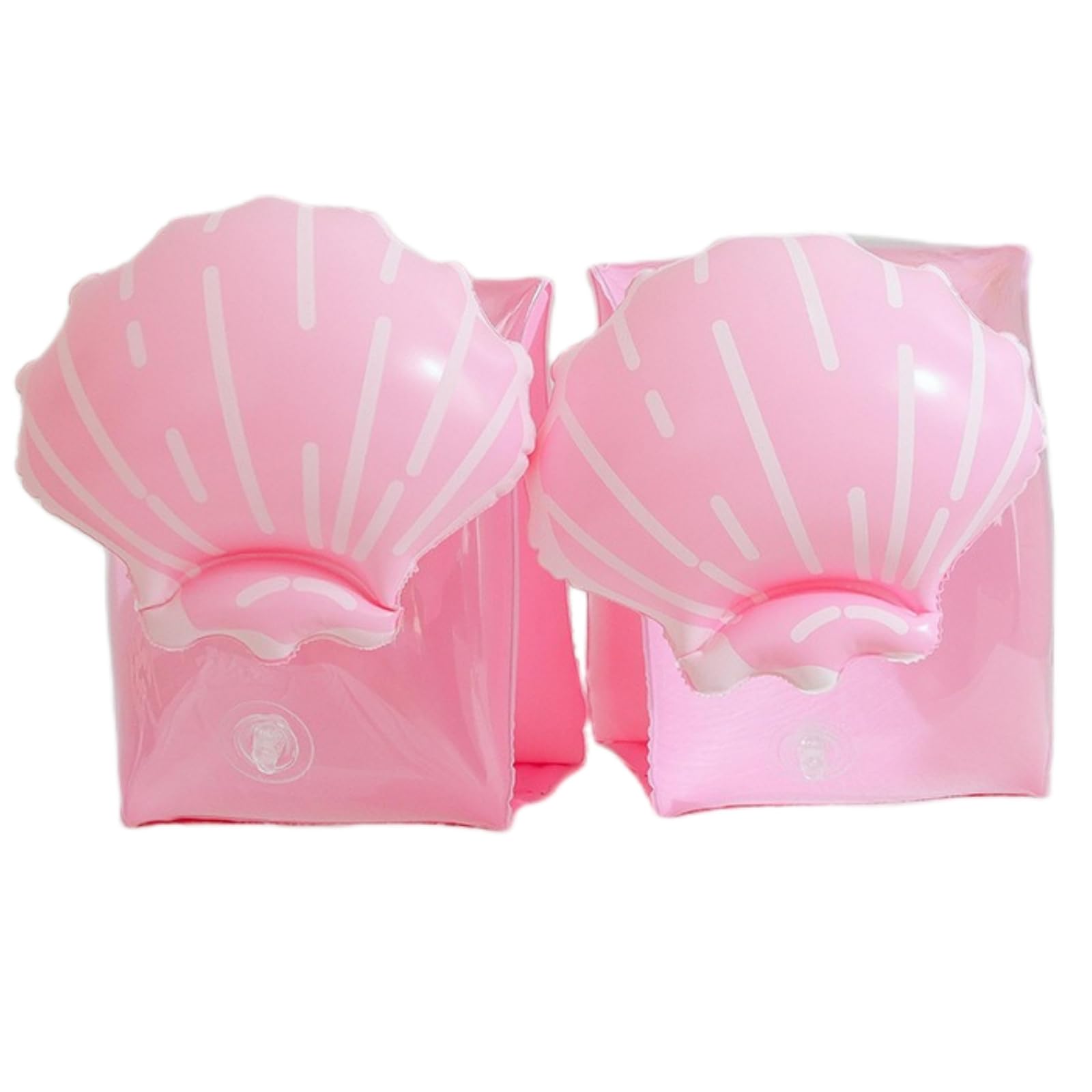 BAITEMJIA arm floaties pink shell front view; bright design enhances pool visibility
