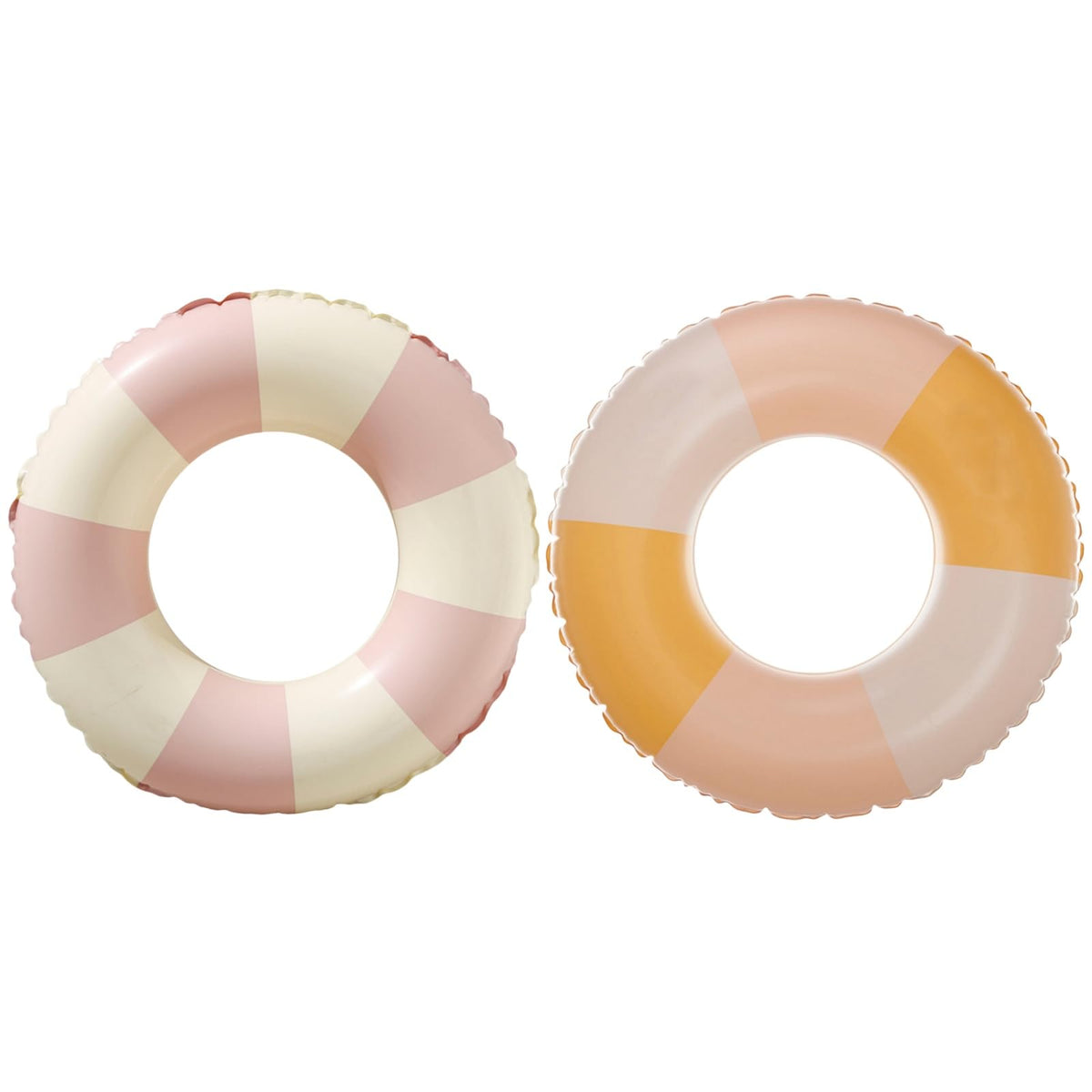 BAITEMJIA pool float stripe pink yellow front view for safe, sunny pool play.