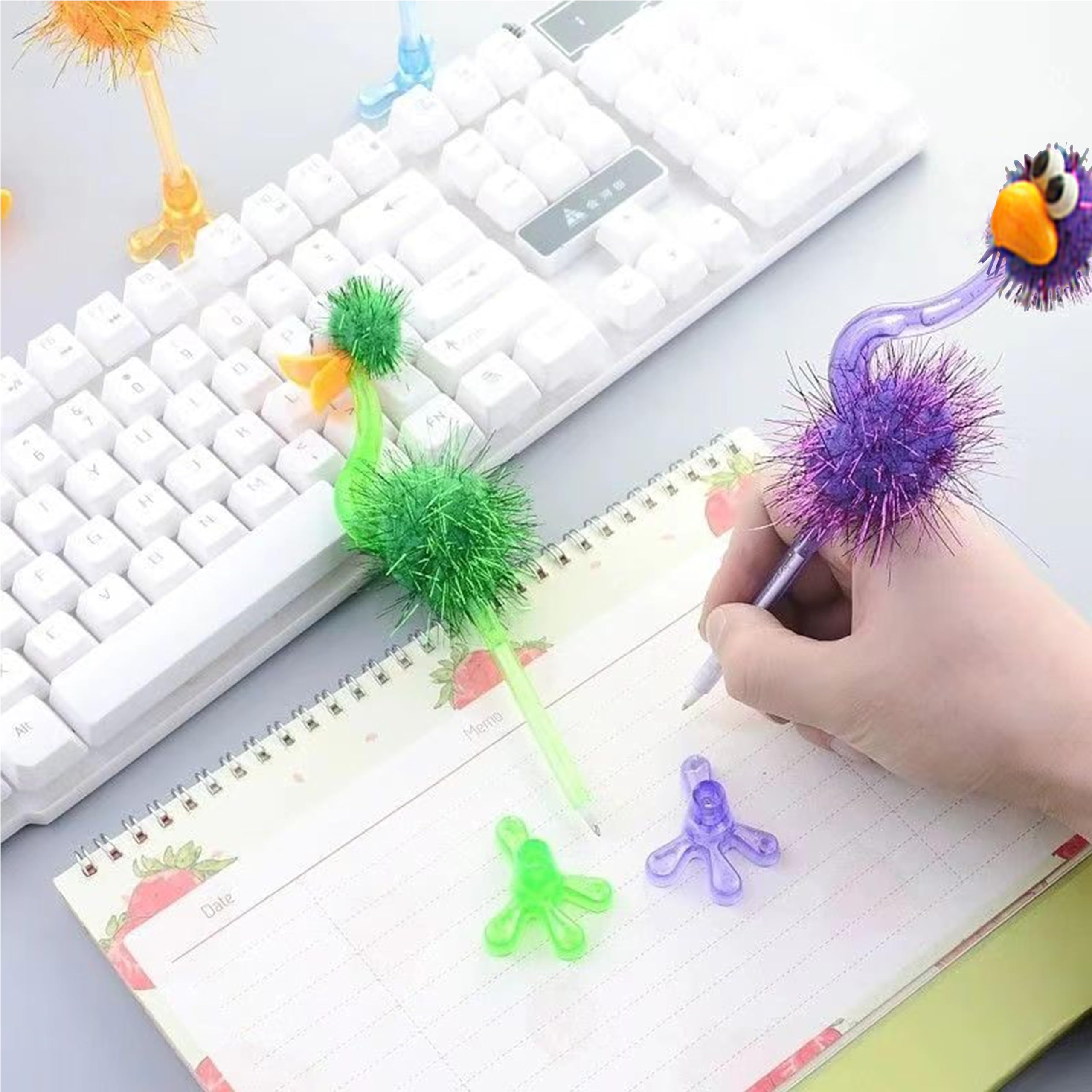 Display of BAIVYLE Flamingo Pens in bright color assortment for classroom use.