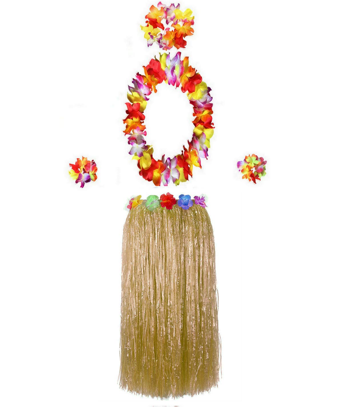 BAJOTAL Hawaiian Luau grass skirt 32inch in straw color for festive dancing
