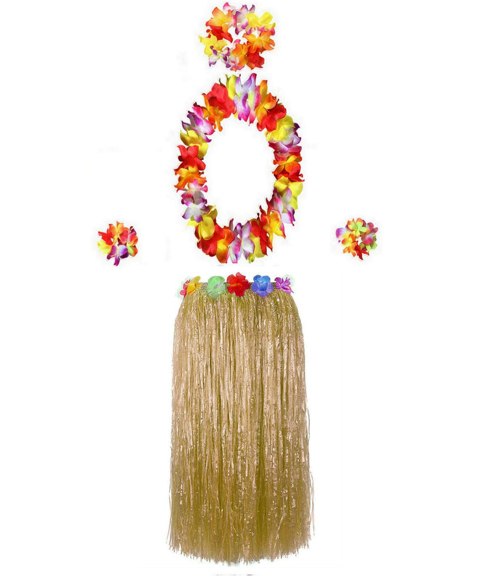 BAJOTAL Hawaiian Luau grass skirt 32inch in straw color for festive dancing