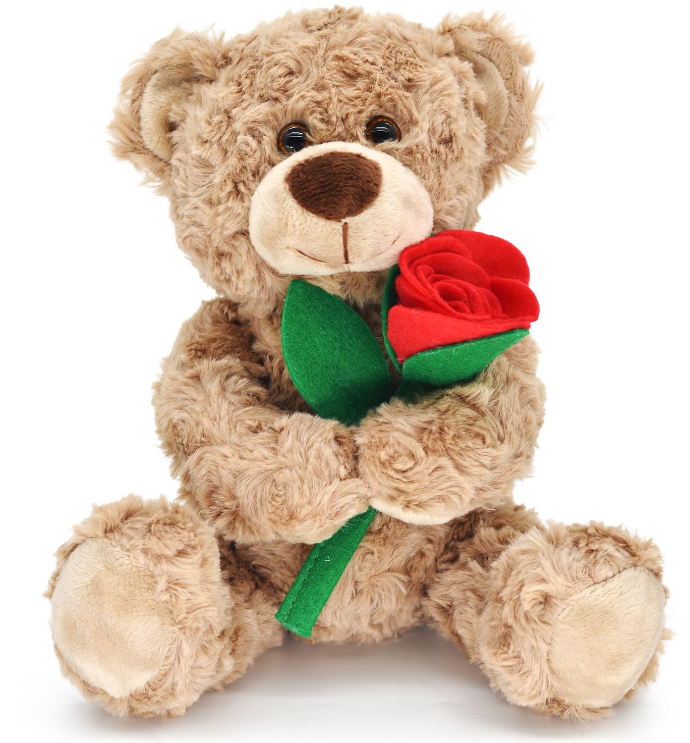 Bakalizoo 12-inch rose-topped teddy bear, ideal for gifting and display.
