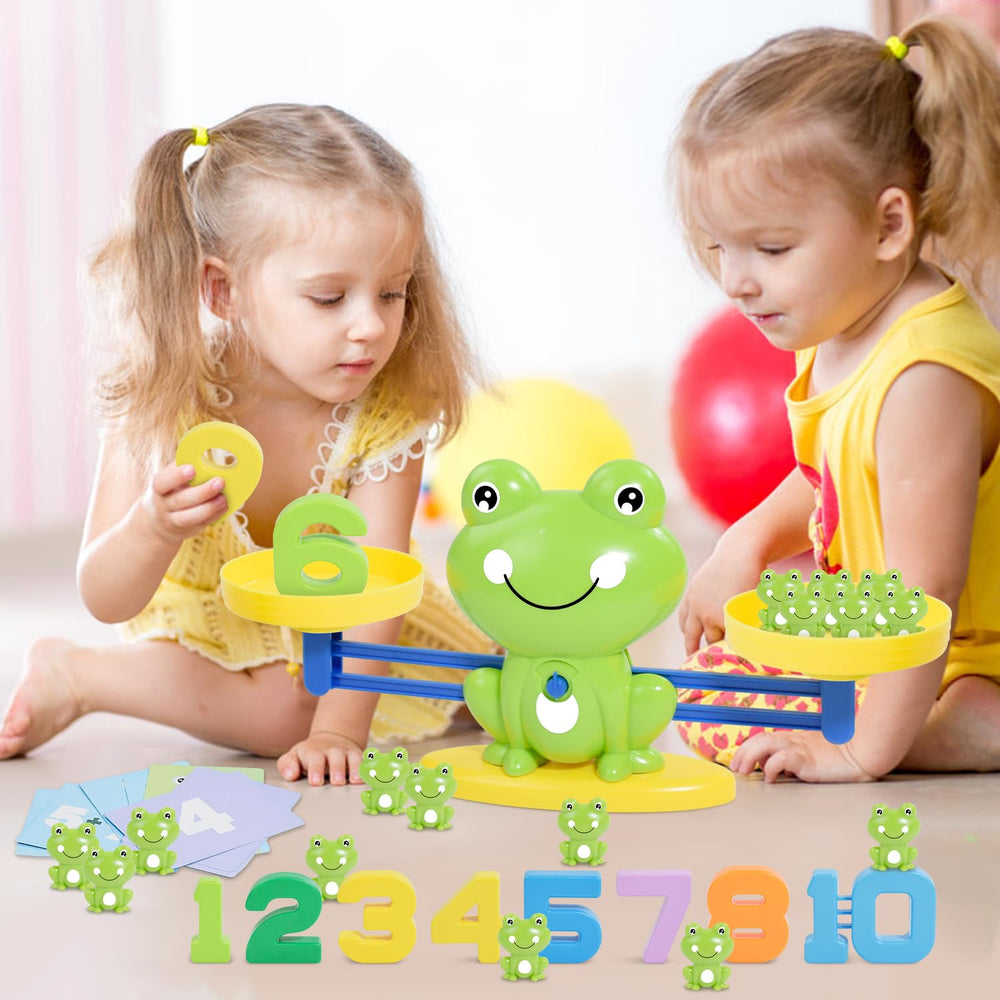BAKAM Frog Balance Scale Toy kids playing showcases STEM learning at home
