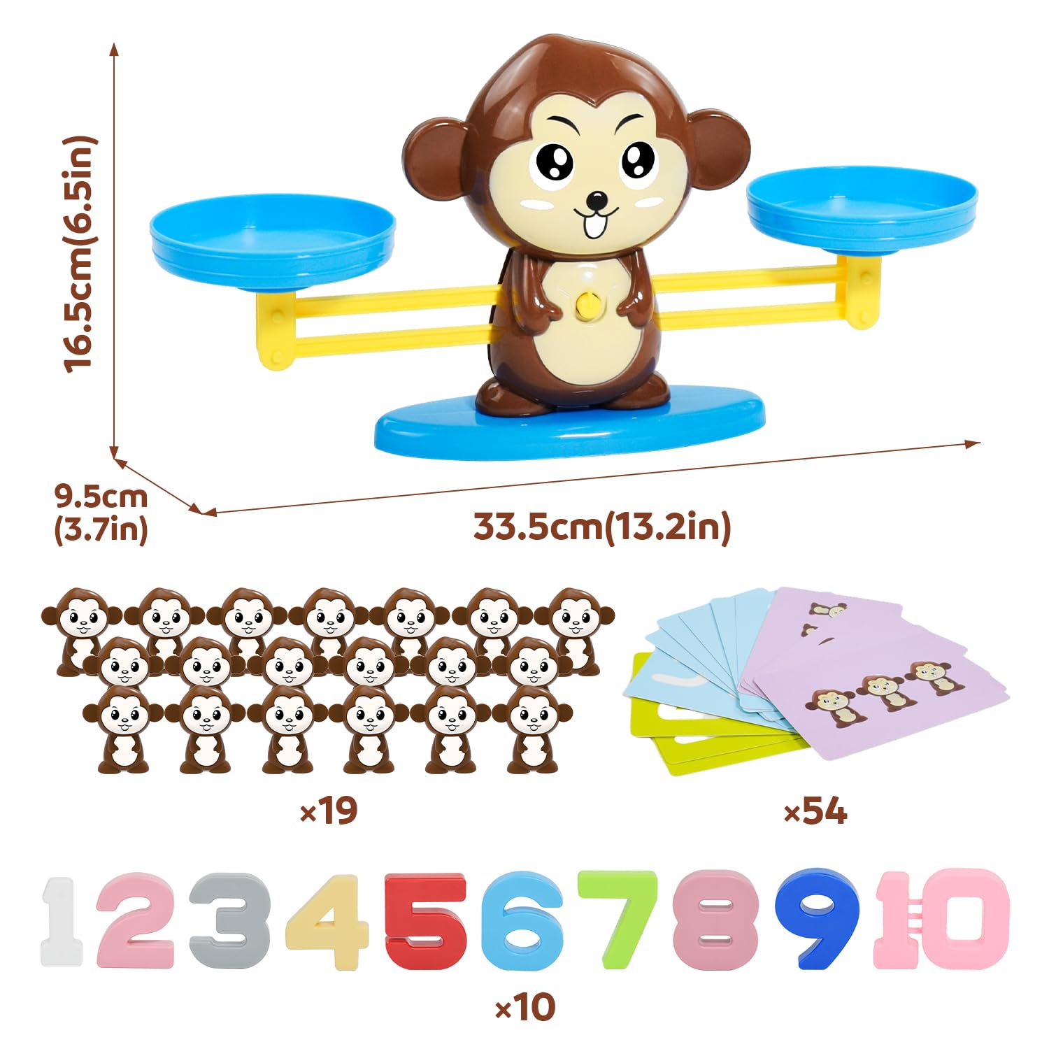 BAKAM Monkey Balance Scale digits - 19 monkey digits 1-10 for number sense.