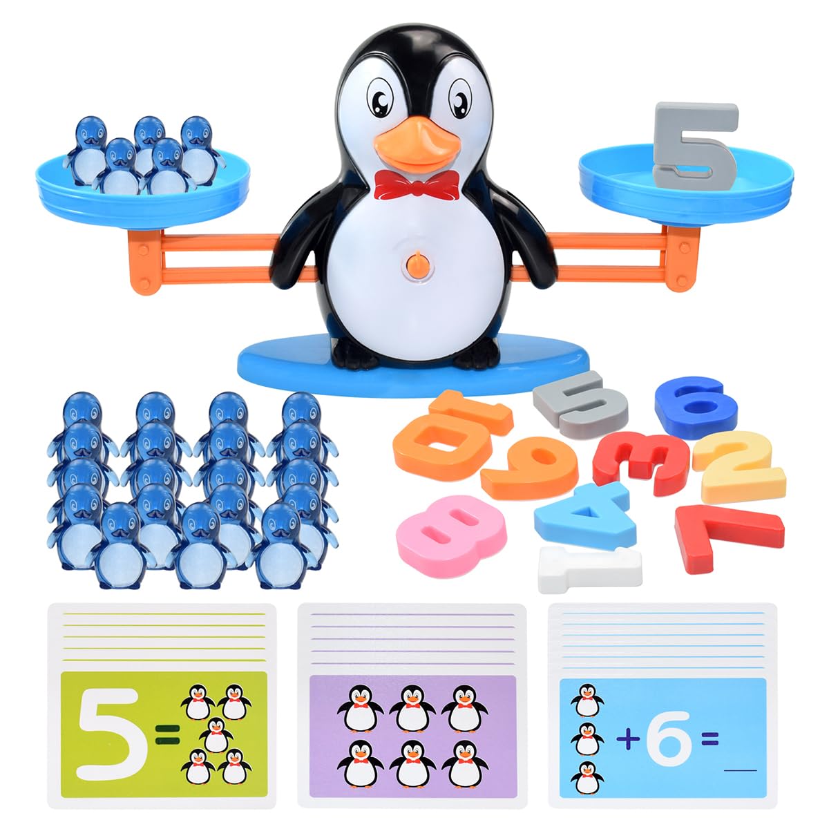 BAKAM Penguin Balance Scale front view with dual plates for early math exploration