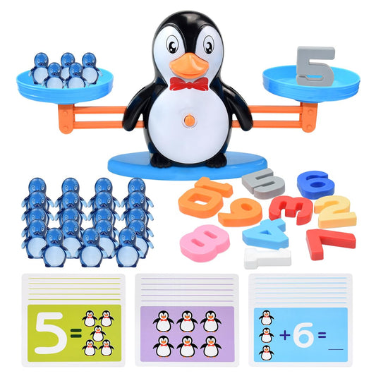BAKAM Penguin Balance Scale front view with dual plates for early math exploration