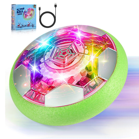 BaLaM hover soccer ball in action with LED lights for indoor play.