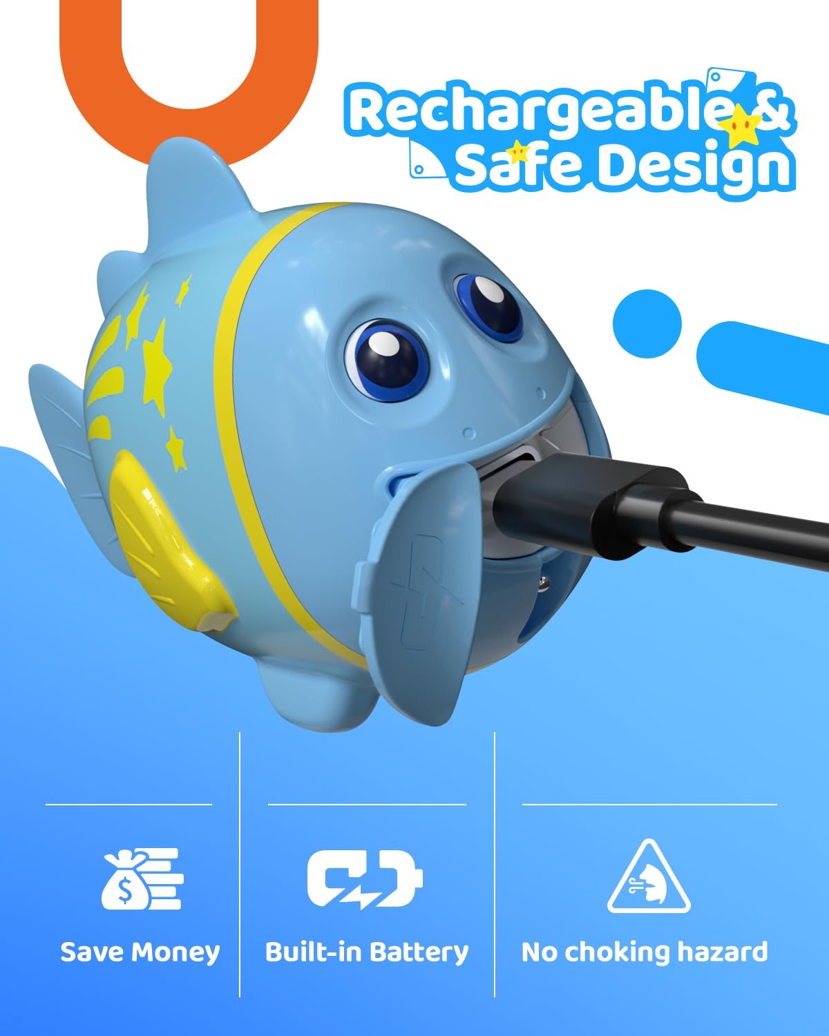 Baldr USB rechargeable battery toy reduces waste with hours of play.