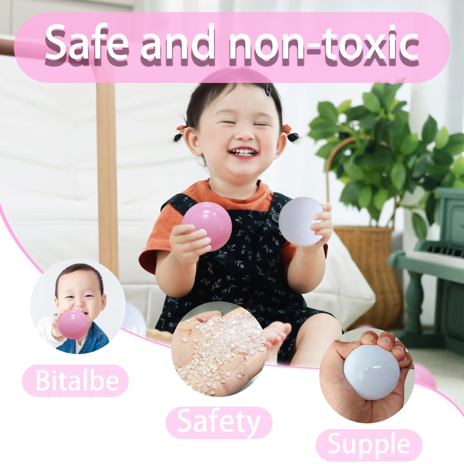 2.2in Ball Pit Balls in pink and white boost sensory exploration.