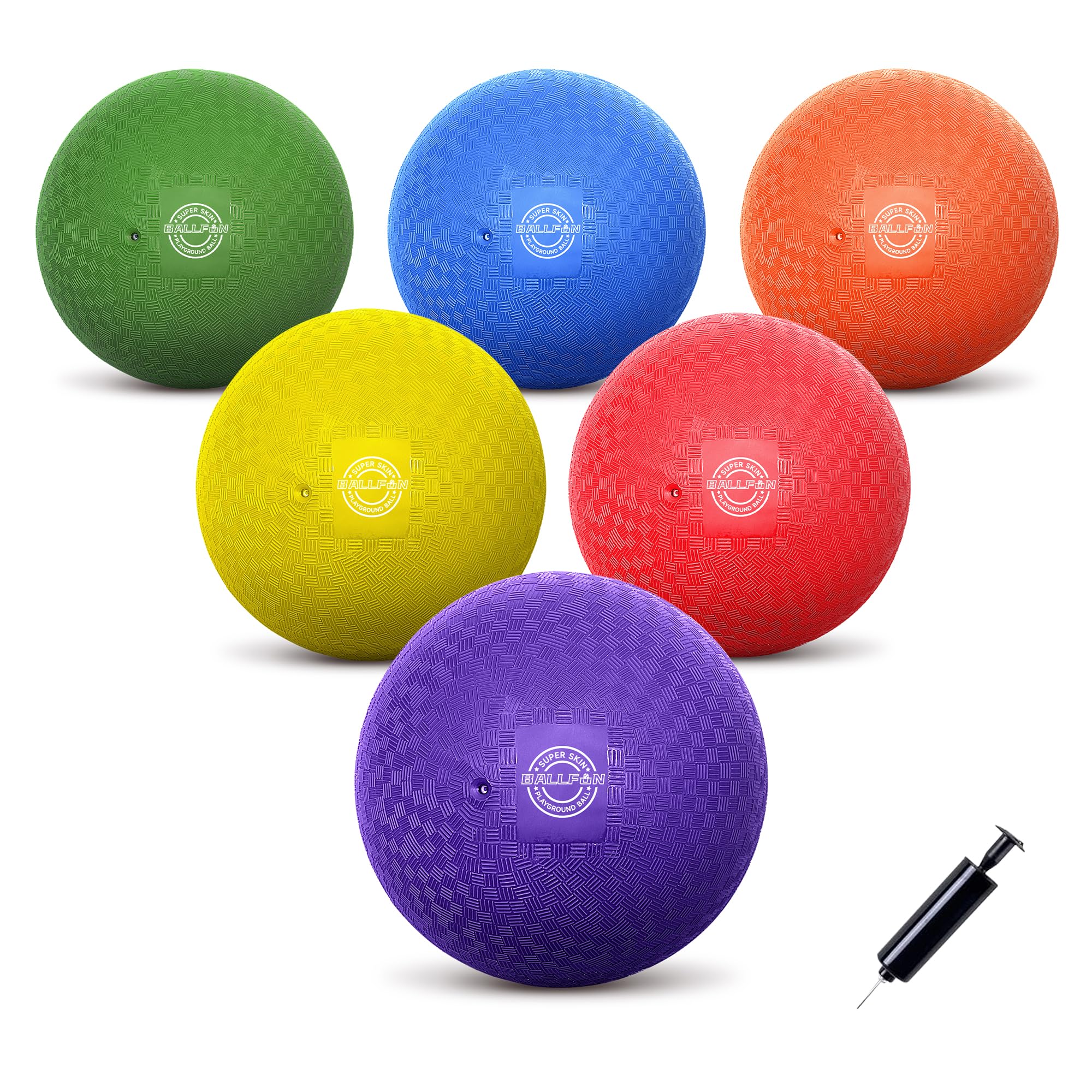 BallFUN 7-inch blue dodgeball in action, high visibility for kids and families