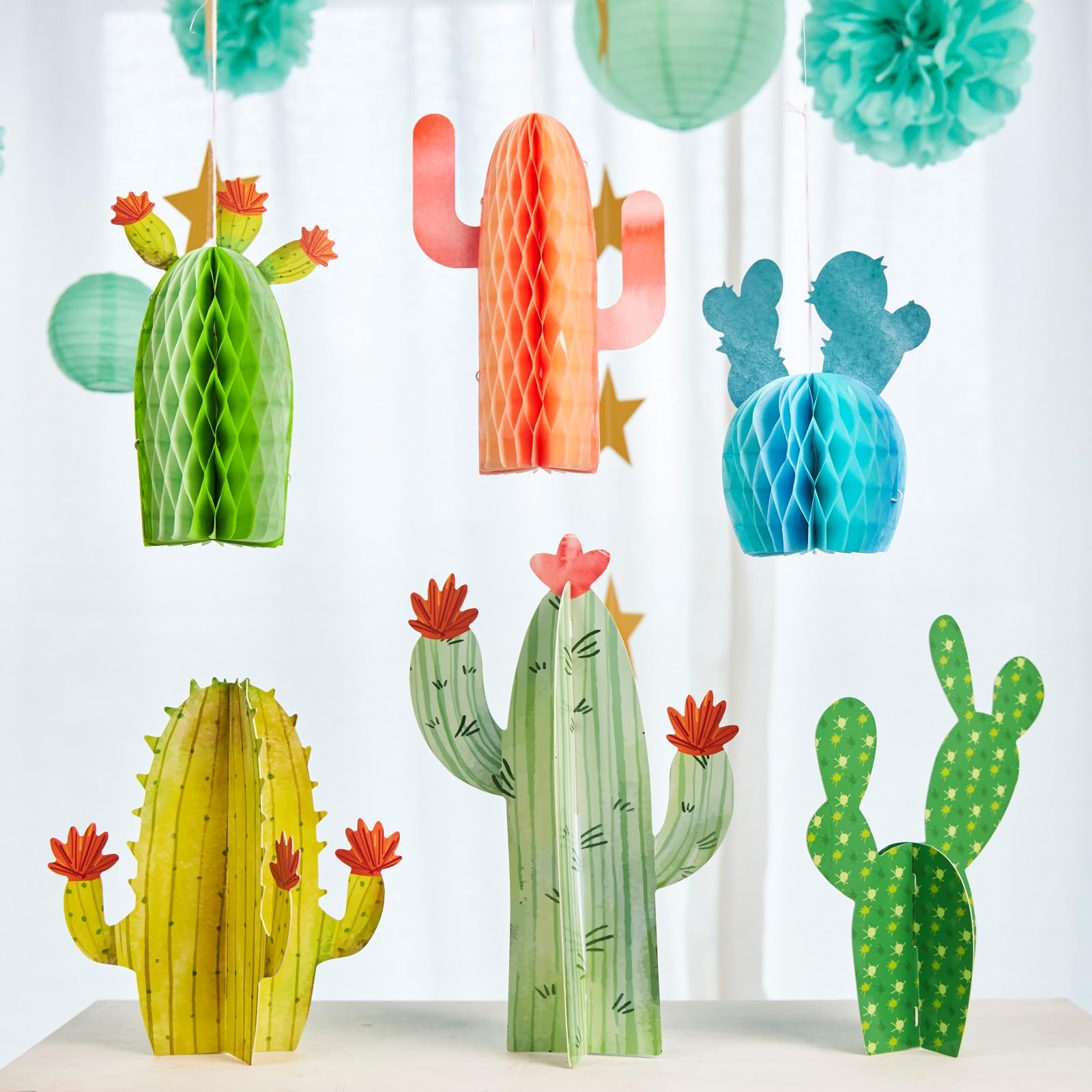 Balun Admhail 6-pack cactus honeycomb centerpiece for festive table decor