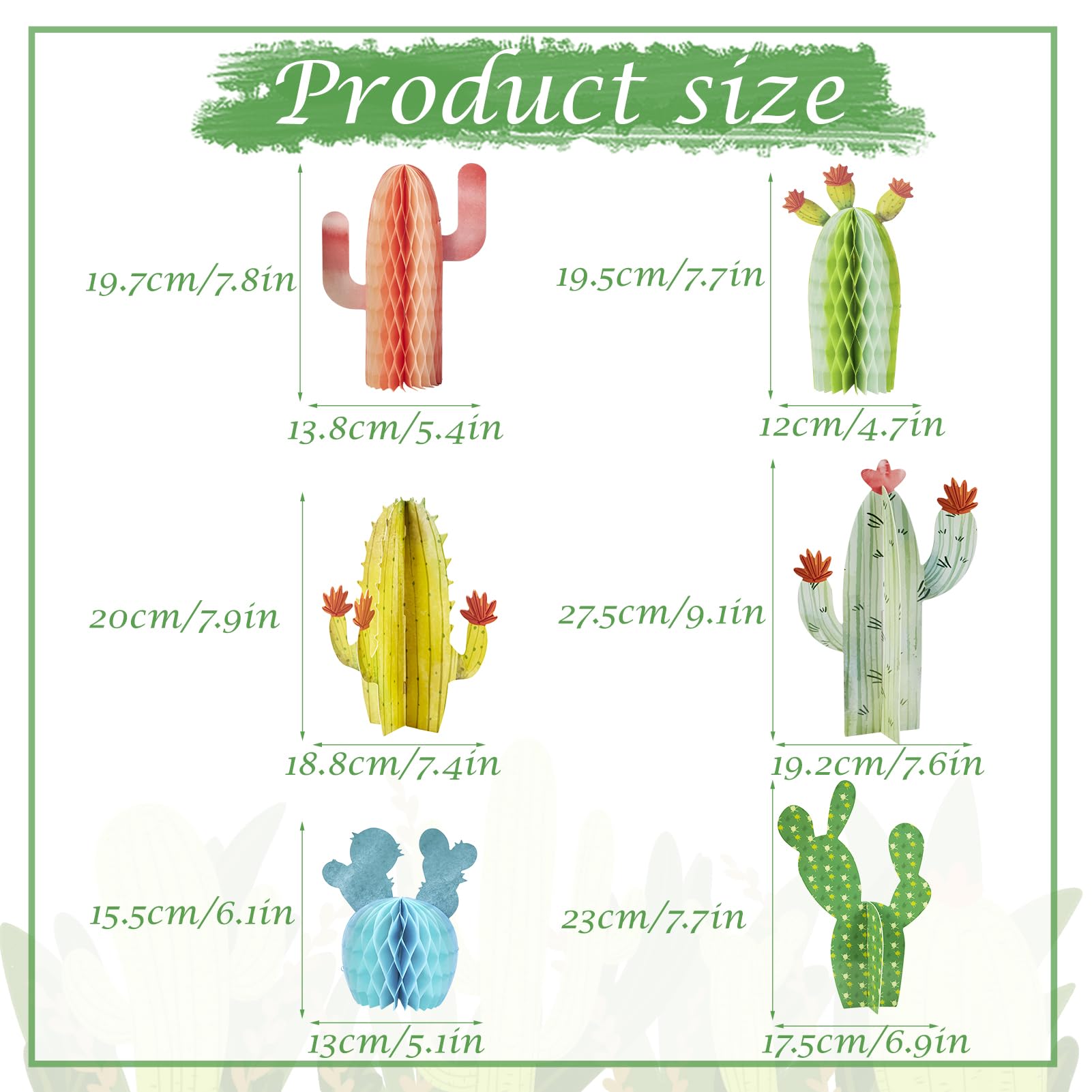Balun Admhail cactus honeycomb decor ideal for baby showers and celebrations