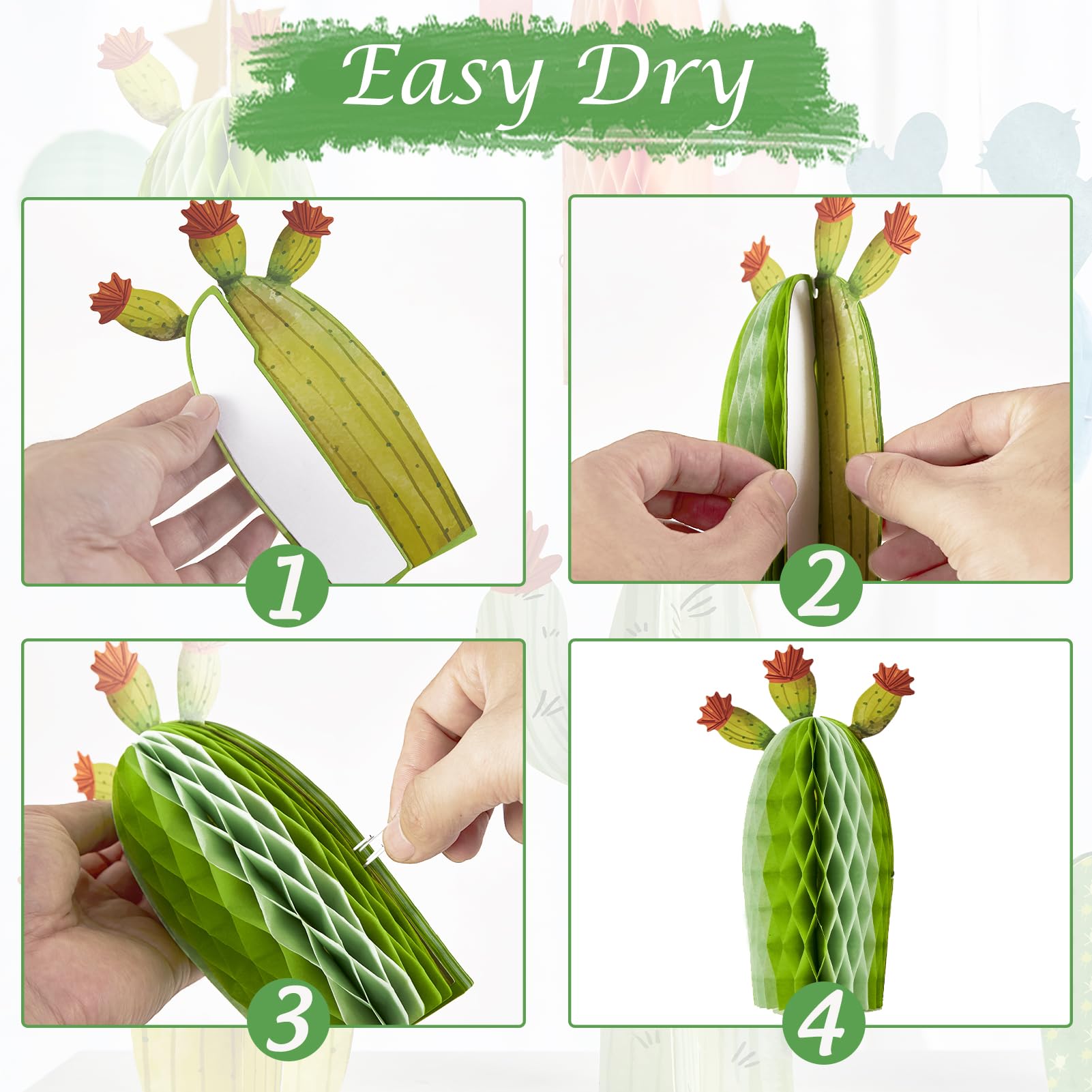 Balun Admhail cactus honeycomb party decor for bright summer gatherings