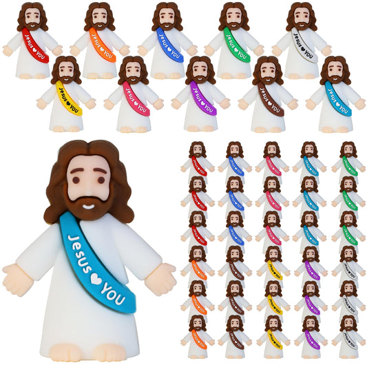 Bamamon 30pc little Jesus figures in assorted colors for Easter decor and gifts