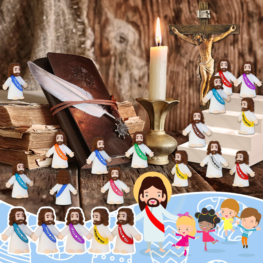 Bamamon compact Jesus figures with Jesus loves you for classroom or home devotion