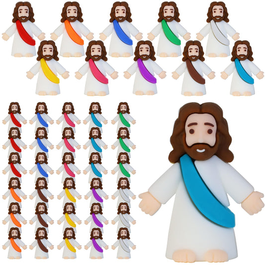 Bamamon mini Jesus figurine 30-pack in bright colors for Easter crafts.
