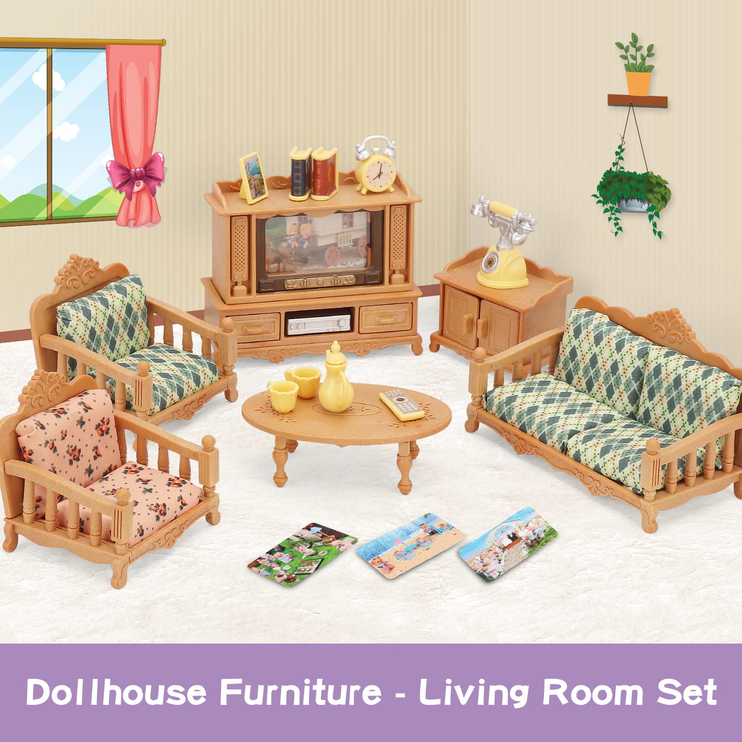 BananMelonBM dollhouse TV rack for organized pretend-play display