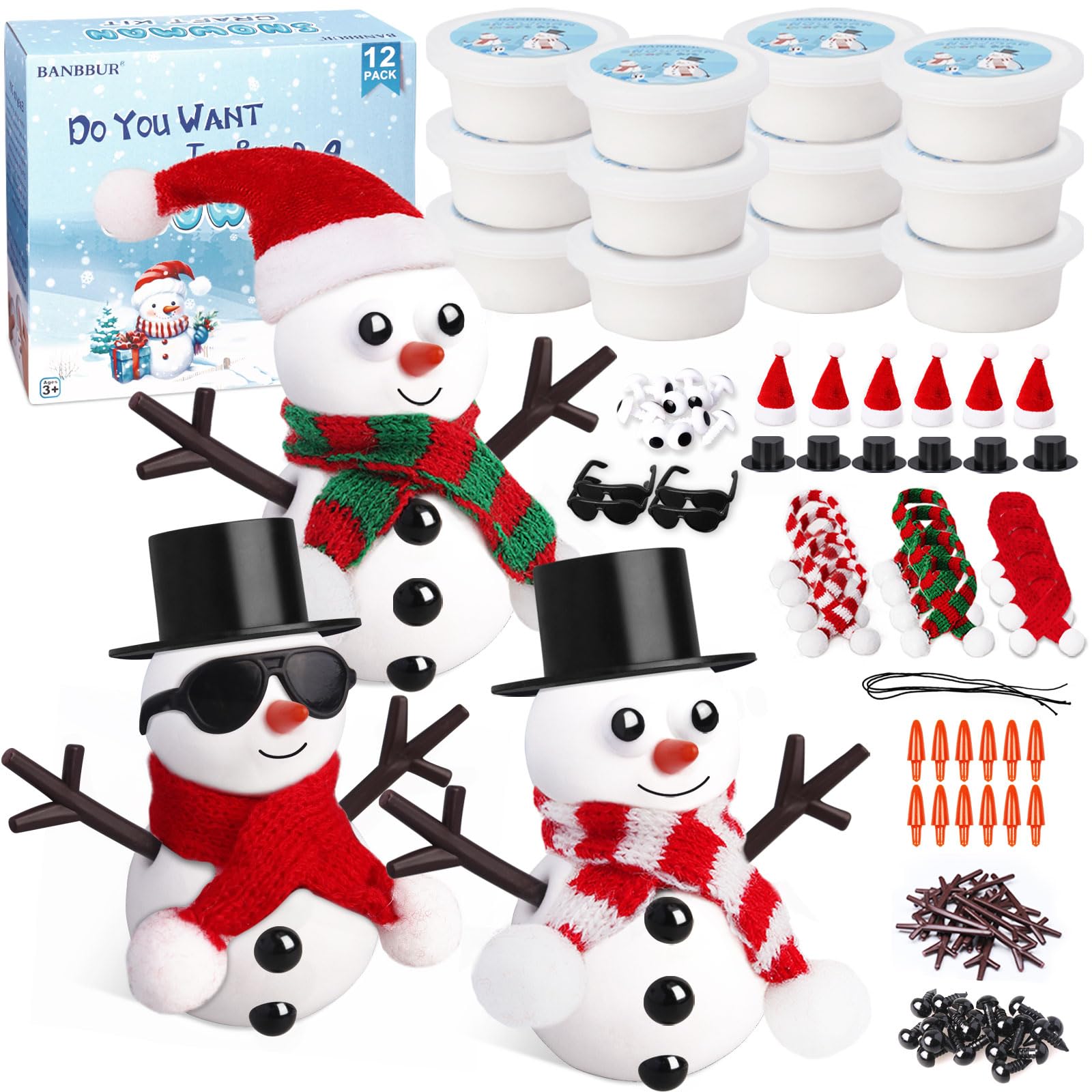 BANBBUR snowman kit packaging, a festive gift-ready presentation for kids.
