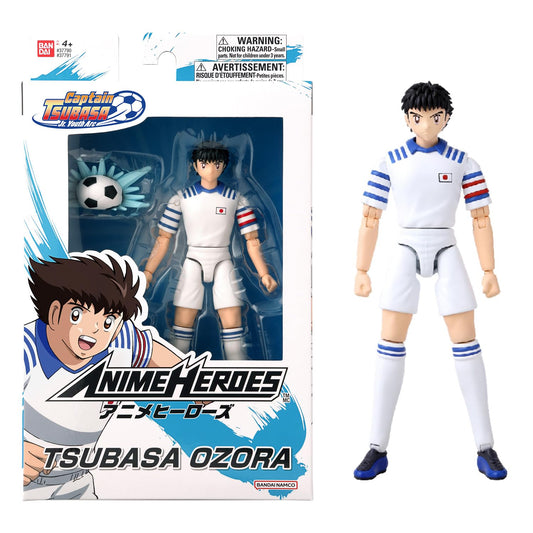 Bandai Captain Tsubasa Ozora figure in elementary arc sleeve-pull pose for display
