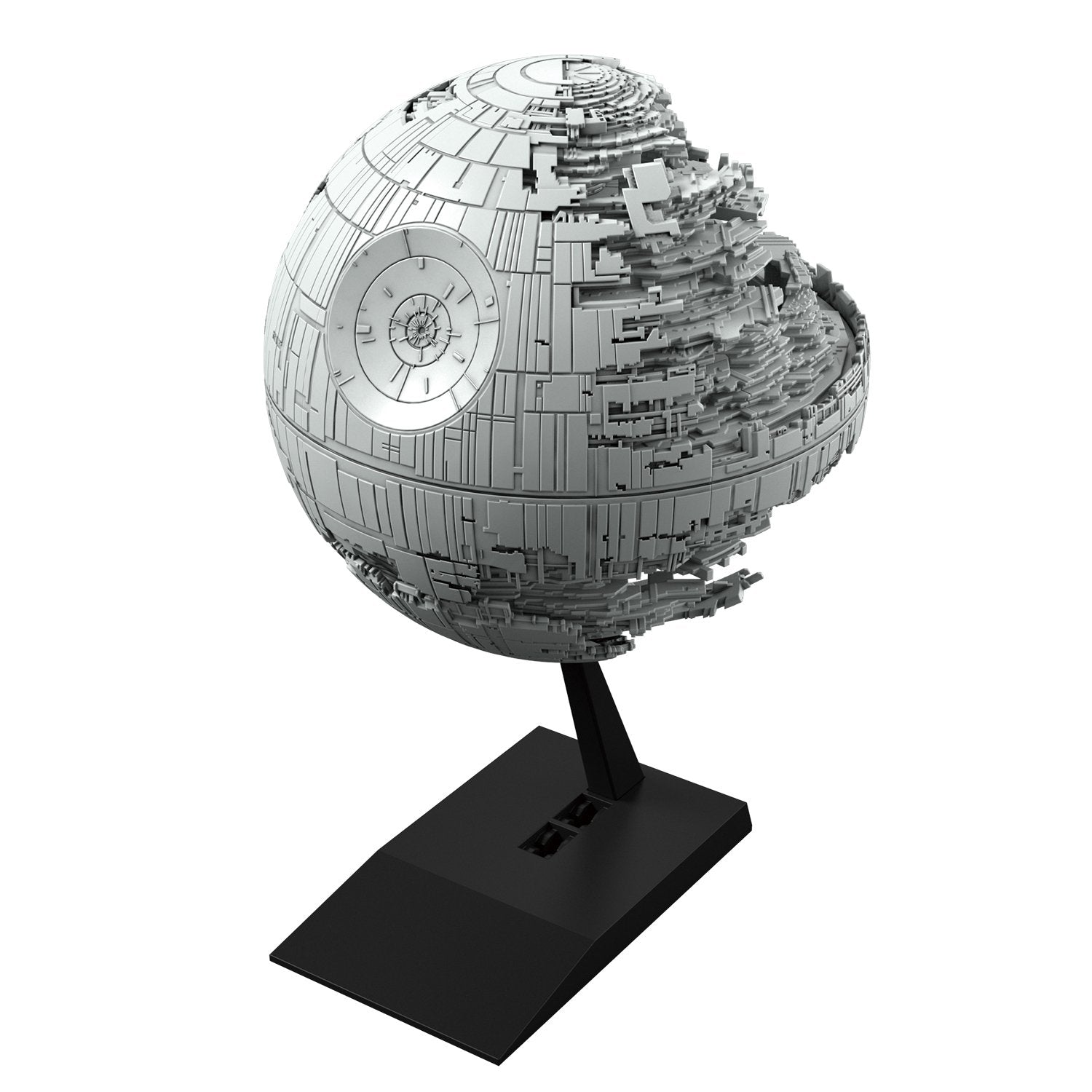 Bandai Death Star II vehicle model parts reveal crisp panel detail for a satisfying build.