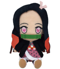 Bandai Demon Slayer Nezuko Chibi Plush front view for cozy display and gift-ready charm.