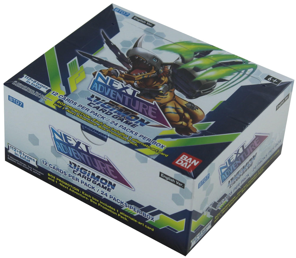 Bandai Digimon Next Adventure box cover art emphasizes theme and collectability.