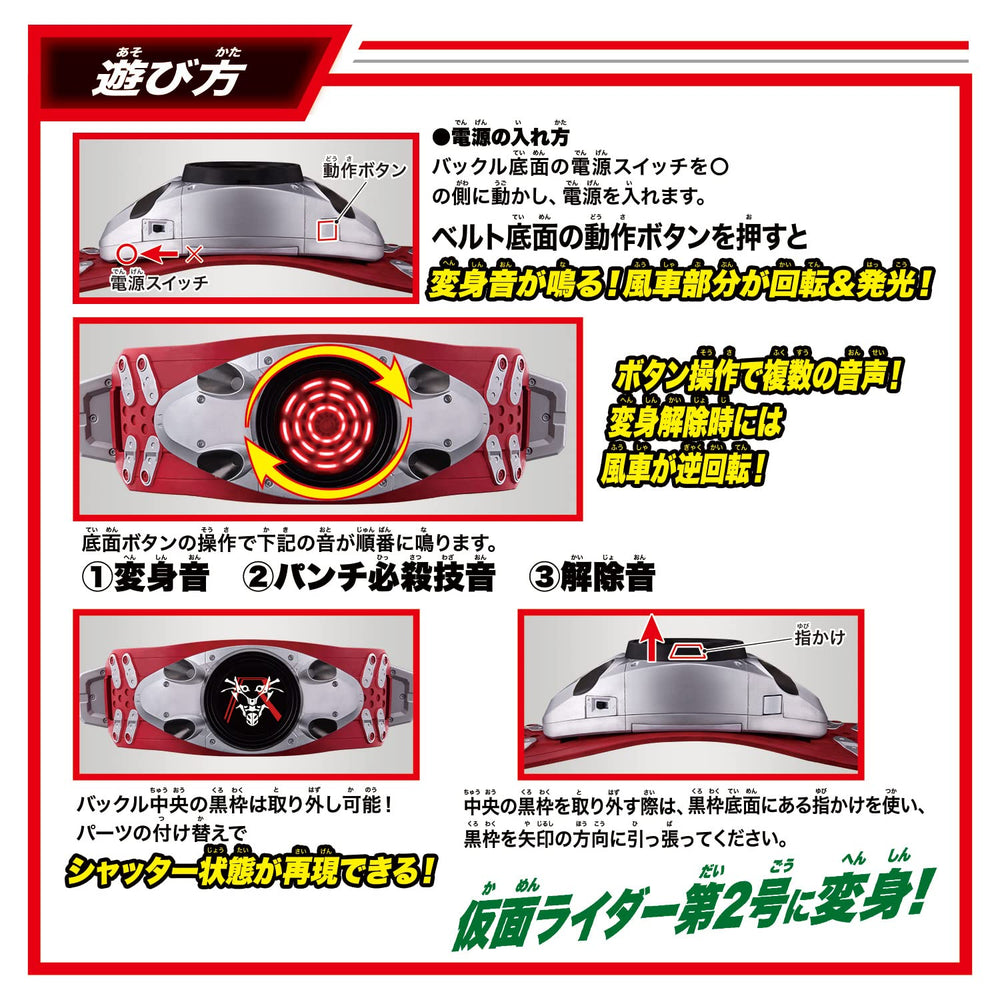Bandai DX Kamen Rider No.2 belt safety frame in open/close position.