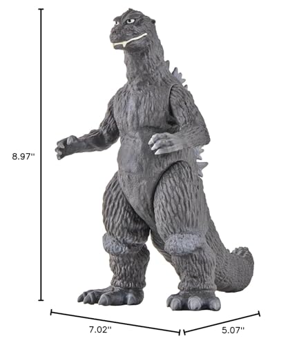Bandai Godzilla 1955 figure stands 5.9 inches tall for shelf display.
