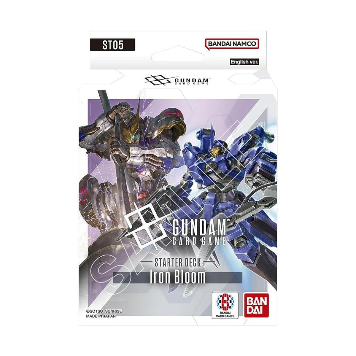 Bandai Gundam Card Game Starter Deck Iron Bloom ST05 – 50-card set for quick, engaging battles.