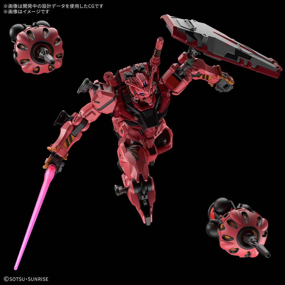 Bandai Spirits Red Gundam GQuuuuuuX shield mounted on arm or backpack.