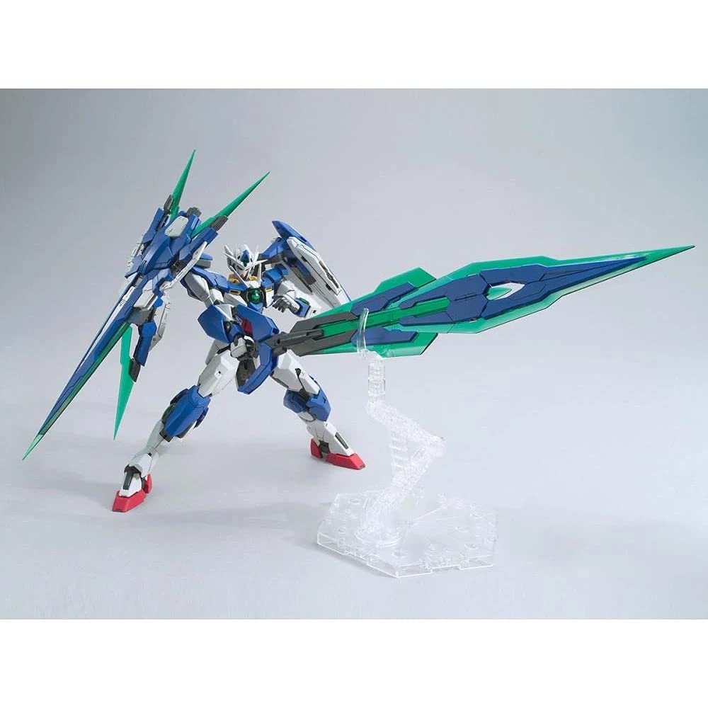 Bandai Hobby MG 00 Qan[T] GN Shield close-up on a sturdy silhouette.