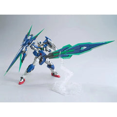 Bandai Hobby MG 00 Qan[T] GN Shield close-up on a sturdy silhouette.
