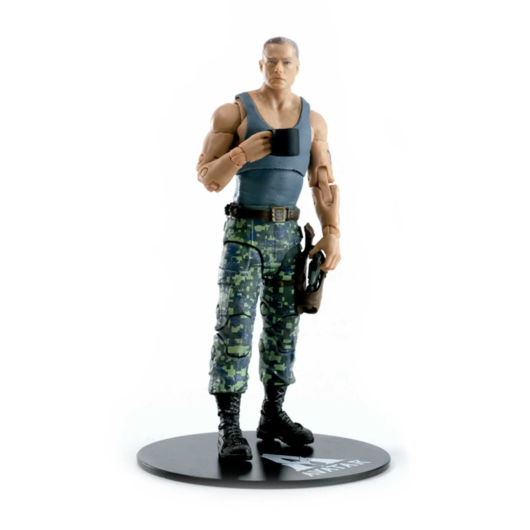 Bandai McFarlane Avatar Colonel Miles Quaritch action figure with ultra articulation for dynamic posing.