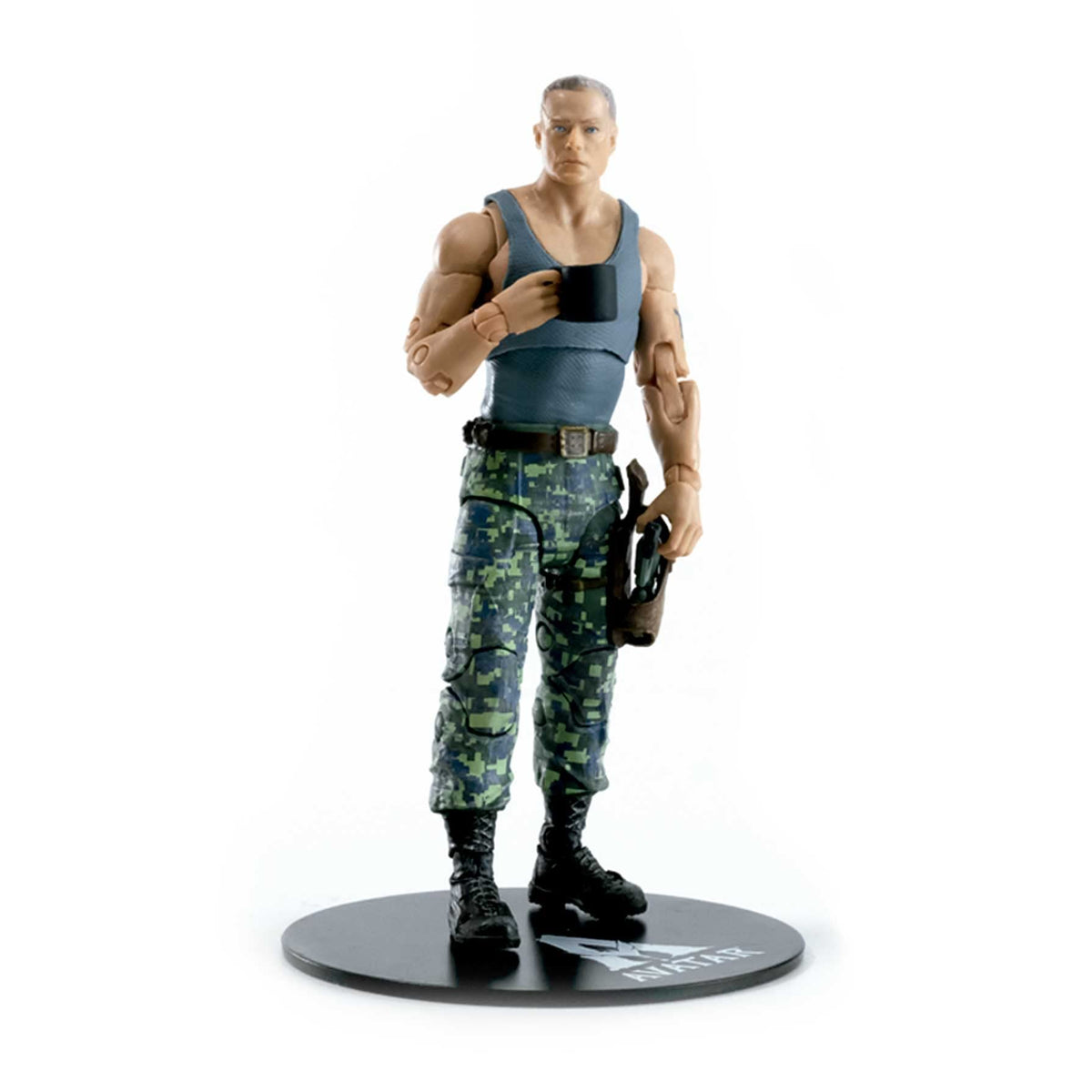 Bandai McFarlane Avatar Colonel Miles Quaritch action figure with ultra articulation for dynamic posing.