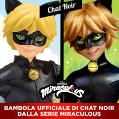 Bandai Miraculous Cat Noir staff and Plagg Kwami accessory for authentic play.