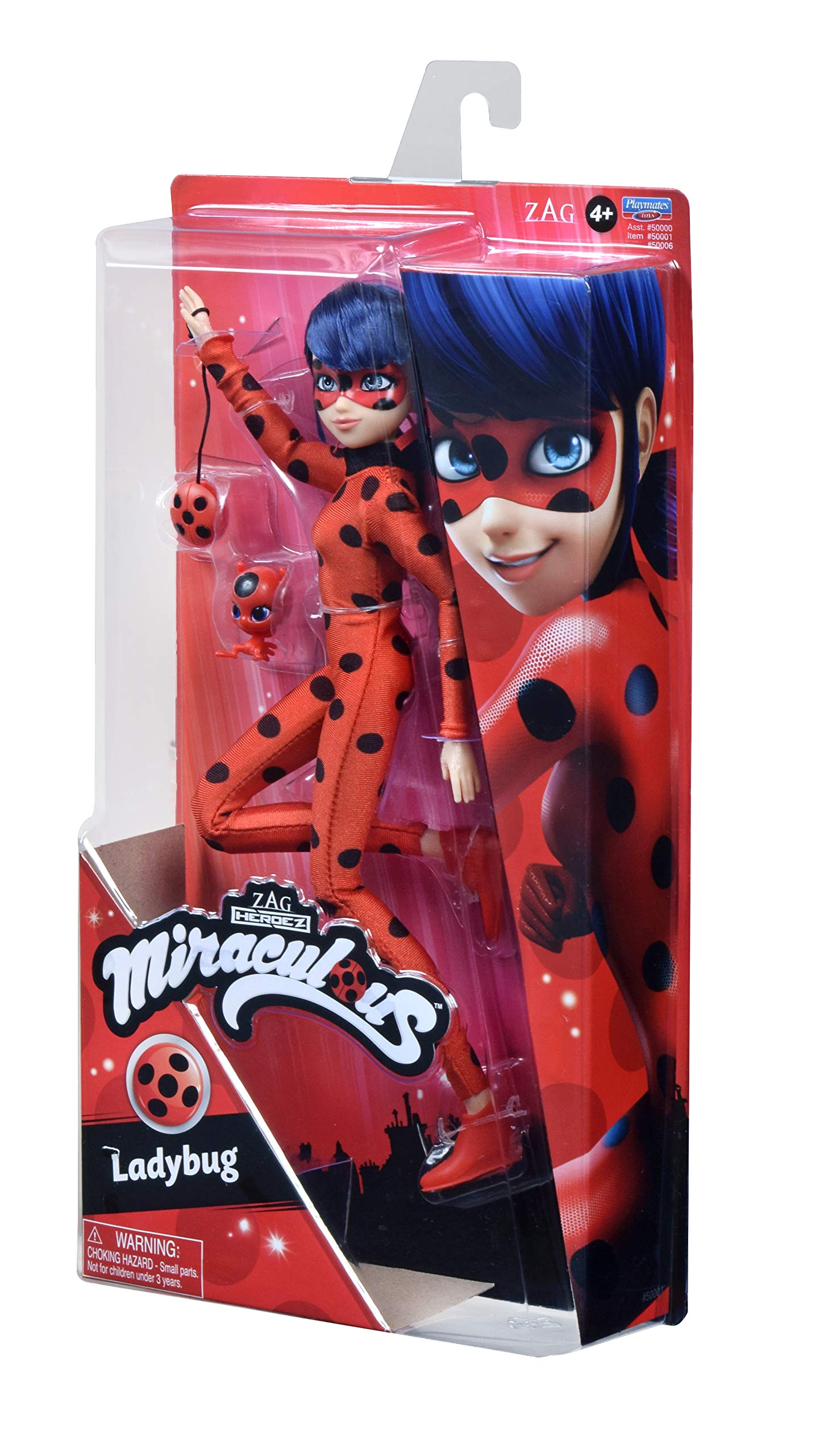 Bandai Miraculous Ladybug doll with removable outfit for dress-up fun.