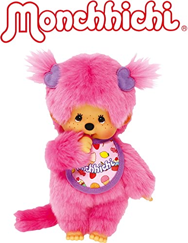 Bandai Monchhichi Frozen Fruits plush shows a gourmet bib for playful detail.